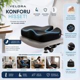 Velora Grup Ortopedik Visco Oturma Minderi Kuyruk Sokumu Destekli Ergonomikofis, Araç ve Çalışma Koltuğuminderi - 45 x 35 cm - Siyah