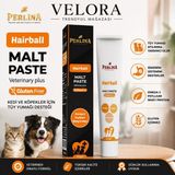 VELORA GRUP Perlina Hairball Malt Paste 50 g | Kedi ve Köpekler İçin Tüy Yumağı Önleyici Sindirim Destekleyici Malt Macun | Omega 3, Psyllium ve Whey Proteinli | Glutensiz