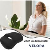Velora Grup Visko Ortopedik Oturma Minderi - Ofis, Araç ve Ev Kullanımına Uygun Destek - Siyah