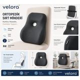 Velora Grup Visko Sırt Minderi Bel Yastığı -Ergonomik Bel Desteği - Siyah