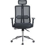 Velora Plus Ergonomik Çalışma Koltuğu Ofis Sandalyesi Fileli Sırt 2d Hareketli Kolçaklar Ayarlanabilir Başlık Krom Ayak - Abanoz