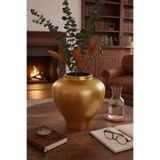 Velorahomee İskandinav Tarzı Bohem Trend Sade Seramik Küp Vazo Gold 23 Cm