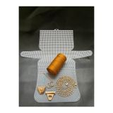 VELORİA BAG & SCARF BÜYÜK Plastik Kanvas Polyster Makrome İpli Çanta Yapım Kiti ÜÇGEN KİLİT GOLD Renk Aksesuarlı TAM SET