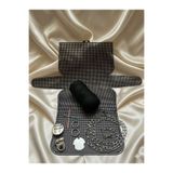VELORİA BAG & SCARF ORTA Boy Plastik Kanvas Polyester Makrome İpli Çanta Yapım Kiti Gümüş Renk Aksesuarlı Tam Set
