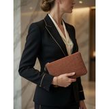 Veloria Bag & Scarf Veloria Bag Zigzag Clucth Çanta Dokuma Kumaş ve Koruma Pedi Içeren Cepli Ipad Tablet Taşıma Çantası - Turuncu