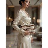 Veloria Bag & Scarf Veloria Bag Zigzag Clucth Çanta Dokuma Kumaş ve Koruma Pedi Içeren Ipad Tablet Taşıma Çantası - Beyaz - Turuncu