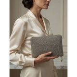 Veloria Bag & Scarf Veloria Bag Zigzag Clucth Çanta Dokuma Kumaş ve Koruma Pedi Içeren Ipad Tablet Taşıma Çantası - Kahverengi - Gri
