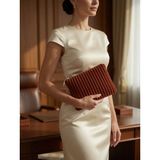 Veloria Bag & Scarf Veloria Bag Zigzag Clucth Çanta Dokuma Kumaş ve Koruma Pedi Içeren Ipad Tablet Taşıma Çantası - Kiremit