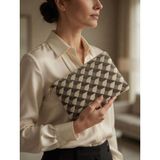Veloria Bag & Scarf Veloria Bag Zigzag Clucth Çanta Dokuma Kumaş ve Koruma Pedi Içeren Ipad Tablet Taşıma Çantası - Krem - Gri