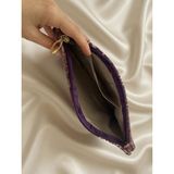 Veloria Bag & Scarf Veloria Bag Zigzag Clucth Çanta Dokuma Kumaş ve Koruma Pedi Içeren Ipad Tablet Taşıma Çantası - Mor