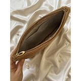 Veloria Bag & Scarf Veloria Bag Zigzag Clucth Çanta Dokuma Kumaş ve Koruma Pedi Içeren Ipad Tablet Taşıma Çantası - Vizon