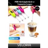 Veloria Premium Seri Çelik Uçlu Pilli Kahve Sos Krema Mama Süt Köpürtücü Yumurta Çırpıcı Mini Mikser