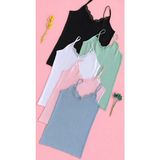 Veloure Kadın Atlet Dantelli | 4'lü Ip Askılı Pamuklu, Likralı Fitilli Kadın Atlet-Bluz Seti Gri,Pembe,Siyah,Beyaz Yaz Modası 🌞 - Çok Renkli