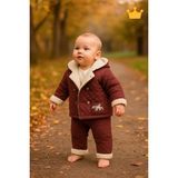 Velsoft Astarlı Kapitone Ceket Badi Pantolon Erkek Bebek 3'lü Takım 12517 - 6 Ay - Bordo