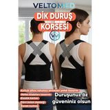 Veltomed Dik Duruş Korsesi Kamburluk Sırt Omuz Korse Durmak Için Kadın Erkek Durma Aparatı Kambur Kifoz - Standart