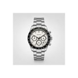 Velucci Birten Çelik Kordon Erkek Kol Saati Beyaz Kadran Tachymeter Sport Analog