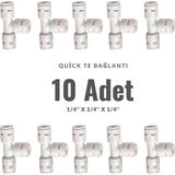 Veluda Su Arıtma Sistemleri Su Arıtma Cihazı 3 Tarafı Quick Dirsek 1/4'' T 10 Adet