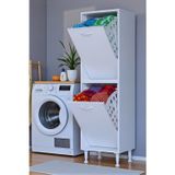 Veluna 40 Cm Kirli Çamaşır Sepetli Dolap Banyo Dolabı Beyaz 40X138X32,5 Cm 2 Sepetli Dolap