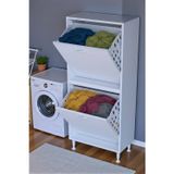Veluna 65 cm Kirli Çamaşır Sepetli Dolap Banyo Dolabı Beyaz 65x138x32,5 cm 2 Sepetli Dolap