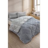 Veluna Tek Kişilik Wellsoft Yorgan Uyku Seti Lastikli Çarşaflı Yastık Kılıflı Tek Kişilik Uyku Seti (Gri-Gri)