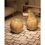 Velura 41 cm Traverten Sehpa - Şeffaf Cam