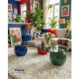 Velura Dopamin Küre Orta Sehpa - 1 Yeşil Top & 1 Kırmızı Top & 1 Mavi Top - Fasulye - Füme Cam
