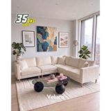 Velura Home Armin Akıllı 5 Modül Köşe Koltuk Takımı ve Modern Modüler Yataklı Köşe Takımı - Kadife Kumaş - Krem