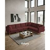 Velura Home Armin Akıllı 6 Modül Köşe Koltuk Takımı ve Modüler Yataklı Köşe Takımı - Kadife - Bordo