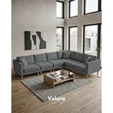 Velura Home Armin Akıllı 6 Modül Köşe Koltuk Takımı ve Modüler Yataklı Köşe Takımı - Kadife - Koyu Gri