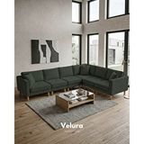 Velura Home Armin Akıllı 6 Modül Köşe Koltuk Takımı ve Modüler Yataklı Köşe Takımı - Kadife - Koyu Yeşil