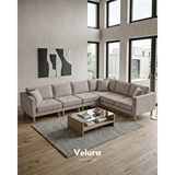Velura Home Armin Akıllı 6 Modül Köşe Koltuk Takımı ve Modüler Yataklı Köşe Takımı - Kadife - Latte Kahverengi