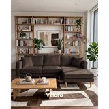 Velura Home Armin Akıllı Köşe Koltuk Takımı ve Modern Modüler Yataklı Köşe Takımı - Kadife - Koyu Kahve Kahverengi
