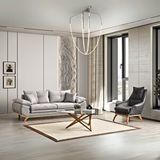 Velura Home Azir Koltuk Takımı ve Bazalı Yataklı Koltuk Takımı 3+1 - Gri Nubuk Bukle Kumaş Antrasit