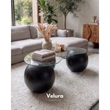 Velura Home Fiber Top Sehpa & Küre Cam Orta Sehpa (120x41x70) - 41 cm - 41 cm Siyah - Fasulye Şeffaf