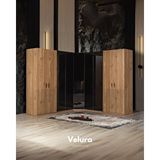 Velura Home İzgi 9 Cam Ve Ahşap Kapaklı Köşe Gardırop (dolap) Ceviz