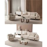Velura Home & Living Aras 3+1 Koltuk Takımı & Oturma Grubu - Krem Rengi