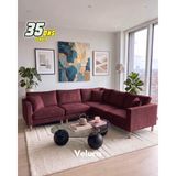Velura Home & Living Armin Akıllı 5 Modül Köşe Koltuk Takımı & Modern Modüler Yataklı Köşe Takımı - Kadife Kumaş - Bordo - Armin 5 Modül