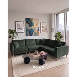 Velura Home & Living Armin Akıllı 5 Modül Köşe Koltuk Takımı & Modern Modüler Yataklı Köşe Takımı - Kadife Kumaş - Koyu Yeşil - Armin 5 Modül