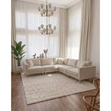 Velura Home & Living Armin Akıllı 5 Modül Köşe Koltuk Takımı & Modern Modüler Yataklı Köşe Takımı - Kadife Kumaş - Krem - Armin 5 Modül