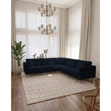 Velura Home & Living Armin Akıllı 5 Modül Köşe Koltuk Takımı & Modern Modüler Yataklı Köşe Takımı - Kadife Kumaş - Lacivert - Armin 5 Modül
