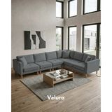 Velura Home & Living Armin Akıllı 6 Modül Köşe Koltuk Takımı & Modüler Yataklı Köşe Takımı - Kadife - Koyu Gri - Armin 6 Modül