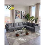Velura Home & Living Armin Akıllı 6 Modül Köşe Koltuk Takımı & Modüler Yataklı Köşe Takımı - Kadife - Koyu Gri - Armin 6 Modül