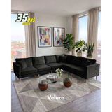 Velura Home & Living Armin Akıllı 6 Modül Köşe Koltuk Takımı & Modüler Yataklı Köşe Takımı - Kadife - Siyah - Armin 6 Modül