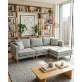 Velura Home & Living Armin Akıllı Köşe Koltuk Takımı & Modern Modüler Yataklı Koltuk Takımı & Salon Takımı & Oturma Grubu - Gri - Köşe Takımı