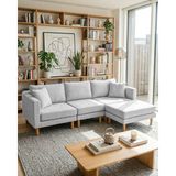 Velura Home & Living Armin Akıllı Köşe Koltuk Takımı & Modern Modüler Yataklı Köşe Takımı - Açık Gri V102 - Modüler Köşe Takımı