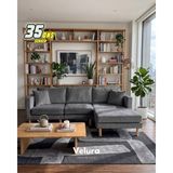 Velura Home & Living Armin Akıllı Köşe Koltuk Takımı & Modern Modüler Yataklı Köşe Takımı - Kadife - Koyu Gri - Modüler Köşe Takımı