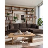 Velura Home & Living Armin Akıllı Köşe Koltuk Takımı & Modern Modüler Yataklı Köşe Takımı - Kadife - Koyu Kahve - Modüler Köşe Takımı