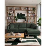 Velura Home & Living Armin Akıllı Köşe Koltuk Takımı & Modern Modüler Yataklı Köşe Takımı - Kadife - Koyu Yeşil - Modüler Köşe Takımı