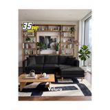Velura Home & Living Armin Akıllı Köşe Koltuk Takımı & Modern Modüler Yataklı Köşe Takımı - Kadife - Siyah