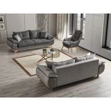 Velura Home & Living Azir Koltuk Takımı & Bazalı Yataklı Koltuk Takımı 3 1 - Nubuk Bukle Kumaş - 3+1 Antrasit